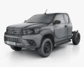 Toyota Hilux Extra Cab Chassis 2018 3D模型 wire render