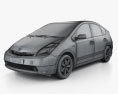 Toyota Prius mit Innenraum und Motor 2009 3D-Modell wire render