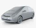 Toyota Prius con interior y motor 2009 Modelo 3D clay render