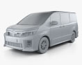 Toyota Voxy ZS mit Innenraum 2017 3D-Modell clay render