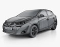 Toyota Yaris hatchback avec Intérieur 2021 Modèle 3d wire render
