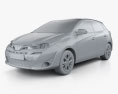 Toyota Yaris 해치백 인테리어 가 있는 2021 3D 모델  clay render