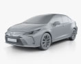Toyota Corolla ハイブリッ セダン 2022 3Dモデル clay render