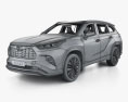 Toyota Highlander Platinum HQインテリアと 2022 3Dモデル wire render