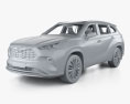Toyota Highlander Platinum с детальным интерьером 2022 3D модель clay render