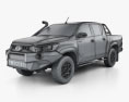 Toyota Hilux Doppelkabine Rugged X 2023 3D-Modell wire render