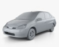 Toyota Prius JP-spec with HQ interior and engine 2003 3d model clay render