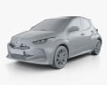 Toyota Yaris гібрид з детальним інтер'єром 2022 3D модель clay render