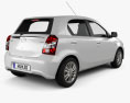 Toyota Etios hatchback 2022 Modèle 3d vue arrière