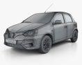 Toyota Etios 해치백 2022 3D 모델  wire render