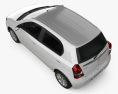 Toyota Etios hatchback 2022 Modèle 3d vue du dessus