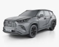Toyota Highlander XLE 2022 3D 모델  wire render