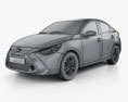 Toyota Yaris XLE CA-spec Седан 2019 3D модель wire render