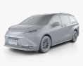 Toyota Sienna Limited 2022 3d model clay render