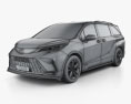 Toyota Sienna XSE 2023 3D 모델  wire render