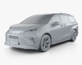 Toyota Sienna XSE 2023 3D 모델  clay render