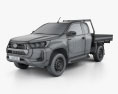 Toyota Hilux Extra Cab Alloy Tray SR 2023 3D模型 wire render