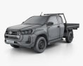 Toyota Hilux Extra Cab Alloy Tray SR 2022 3d model wire render