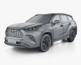Toyota Highlander Platinum гибрид 2024 3D модель wire render