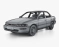 Toyota Corolla sedan with HQ interior and engine 2002 3d model wire render