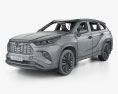 Toyota Highlander Platinum гибрид с детальным интерьером 2023 3D модель wire render