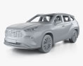 Toyota Highlander Platinum гибрид с детальным интерьером 2023 3D модель clay render