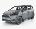 Toyota Sienta з детальним інтер'єром 2019 3D модель wire render