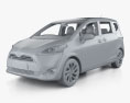 Toyota Sienta インテリアと 2019 3Dモデル clay render