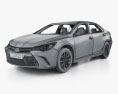 Toyota Camry Limited з детальним інтер'єром 2018 3D модель wire render