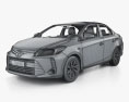 Toyota Vios CN-spec con interior 2024 Modelo 3D wire render