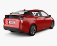 Toyota Prius з детальним інтер'єром та двигуном 2019 3D модель back view
