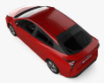 Toyota Prius з детальним інтер'єром та двигуном 2019 3D модель top view