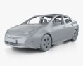 Toyota Prius з детальним інтер'єром та двигуном 2019 3D модель clay render