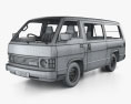 Toyota Hiace Passenger Van with HQ interior 1982 3d model wire render