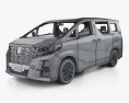 Toyota Alphard インテリアと とエンジン RHD 2018 3Dモデル wire render
