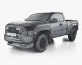 Toyota Tacoma Xtra Cab Long bed TRD PreRunner 2024 3D模型 wire render