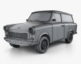 Trabant 601 Kombi 1965 3D 모델  wire render