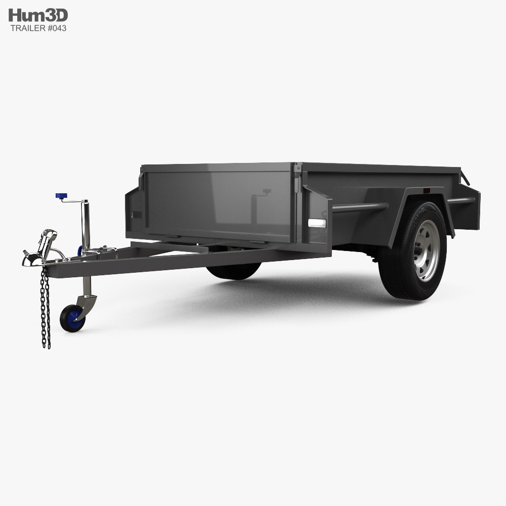 Generic Box 1-axle Car Trailer 2024 3D 모델 