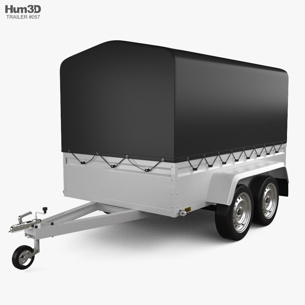 Covered Box Car Trailer 2-axle 2024 3D model