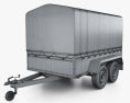 Covered Box Car Trailer 2-axle 2024 3d model wire render