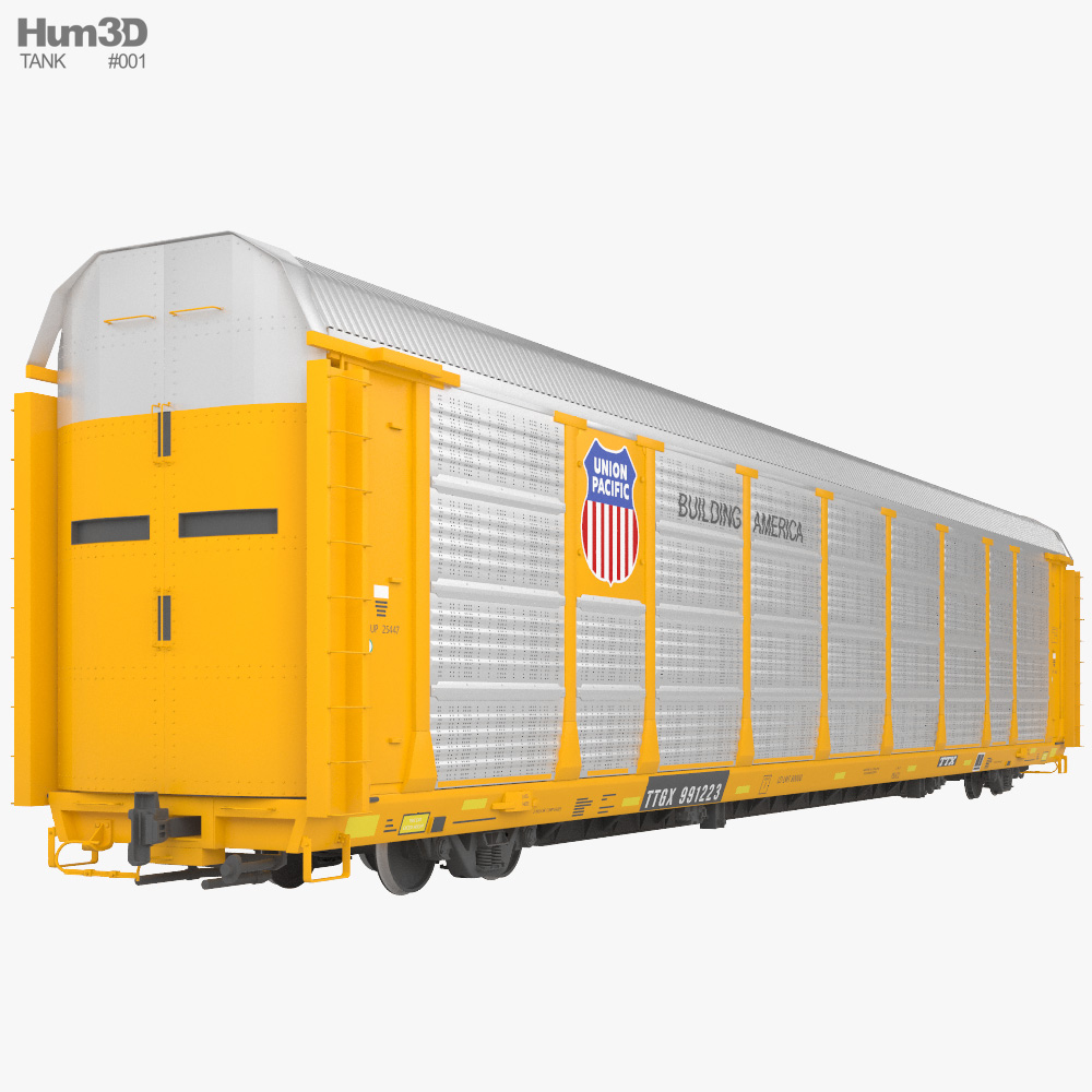Railroad autorack wagon 3D model