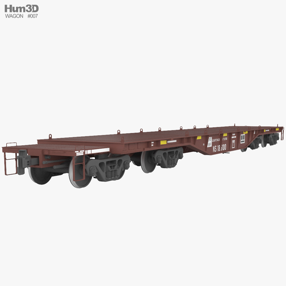 Railroad heavy duty Flatcar 3D model