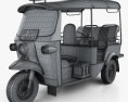Tuk-Tuk Thailand Auto rickshaw 1980 3D-Modell wire render