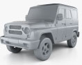 UAZ Hunter (315195) 2014 3Dモデル clay render