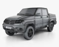 UAZ Patriot (23632) Pickup with HQ interior 2017 3d model wire render