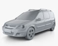 Lada Largus 2015 3D модель clay render