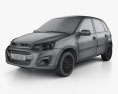 Lada Kalina 2 hatchback 2016 3d model wire render