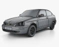 Lada Priora 21728 coupé 2014 3D-Modell wire render