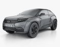 Lada XRAY 2015 Концепт 3D модель wire render