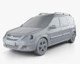 Lada Largus 2017 3D 모델  clay render